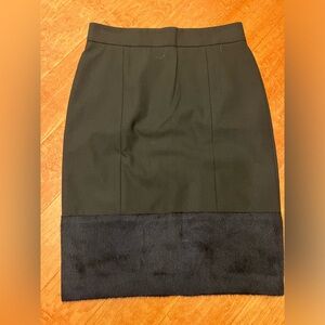 Ladies Pink Tartan lined black pencil skirt with blue faux fur